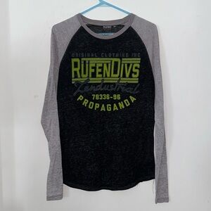 Black grey Long Sleeve Rufen Propaganda Clothing TShirt Men's Size Medium